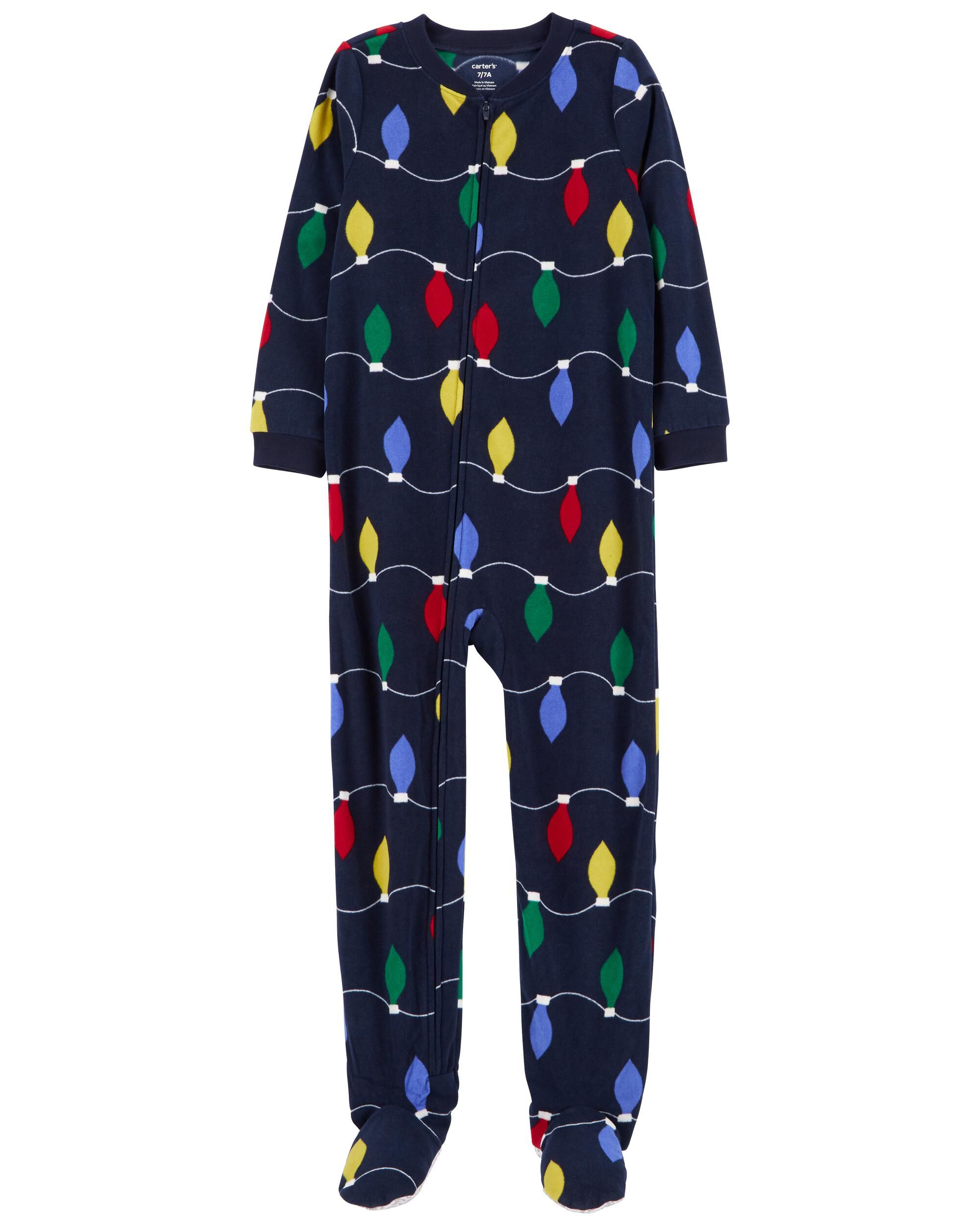 Navy 1 Piece Christmas Lights Fleece Footie Pyjamas Carter s Oshkosh Canada
