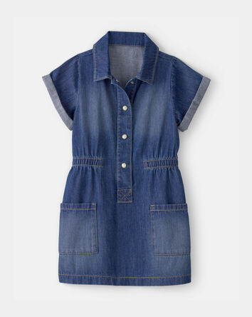Toddler Girl Denim Button-Up Dress - Dark Wash, 