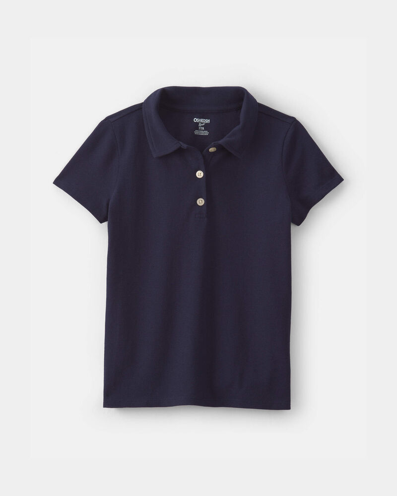 Girls 2-Pack Uniform Piqu&eacute; Polo Shirts - Navy, image 2 of 3 slides