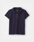 Girls 2-Pack Uniform Piqu&eacute; Polo Shirts - Navy, image 2 of 3 slides