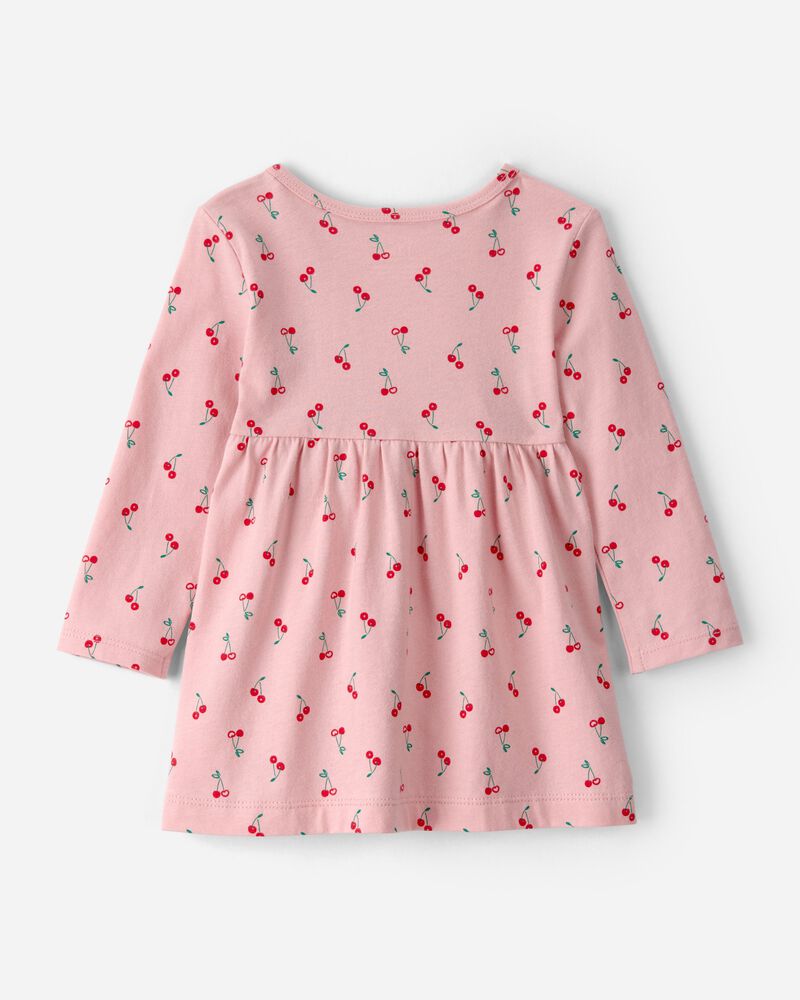 Baby Girl Cherry Long-Sleeve Knit Dress - Pink, image 2 of 4 slides