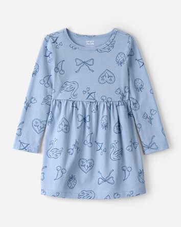 Tout-petit fille - Robe en tricot &agrave; manches longues &agrave; boucle - Bleu, 