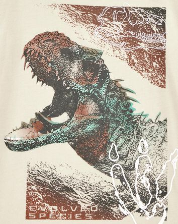 Kid Dinosaur Woven Short-Sleeve Tee - Cream, 