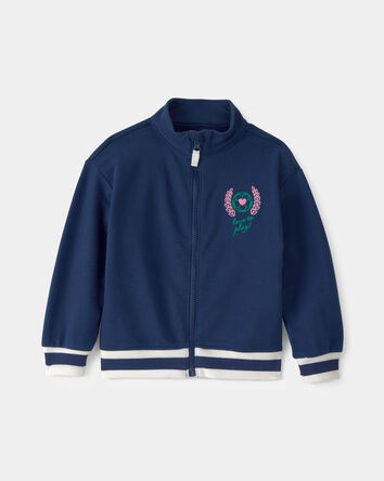 Tout-petit fille - Blouson style universitaire en jersey bouclette avec fermeture &agrave; glissi&egrave;re &ndash; Bleu, 