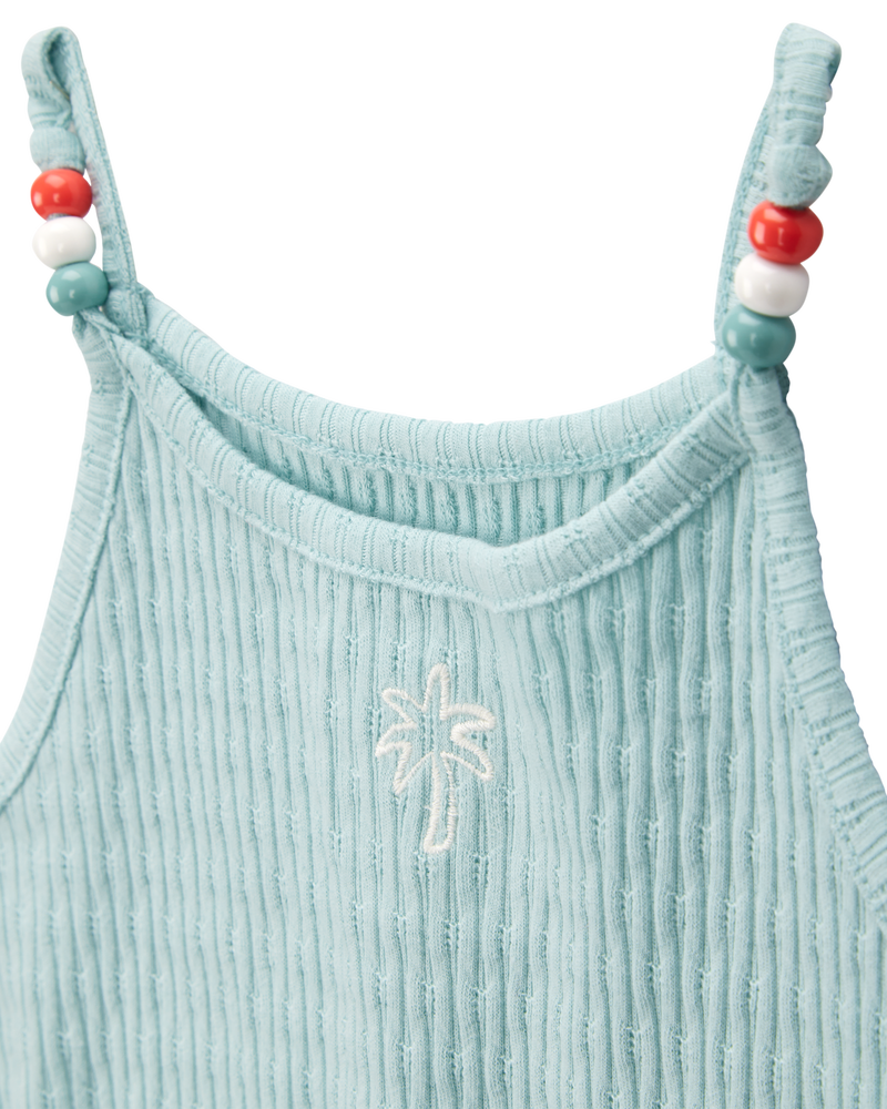 Toddler Floral Ribbed Tank Top, image 2 of 3 slides
