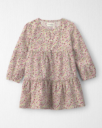 Toddler Girl Organic Cotton Dobby Dress in Floral, 