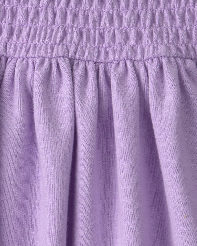 Filles - Jupe-short &agrave; smocks en jersey bouclette - Mauve, image 3 sur 3 diapositives