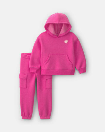 Toddler Girl Heart Fleece Long-Sleeve Top & Pant Set - Pink, 