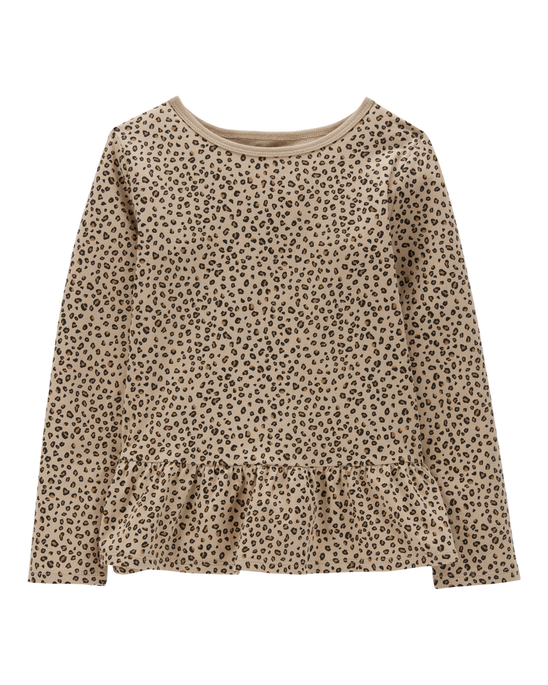 Kid Leopard Print Peplum Top, image 1 of 3 slides