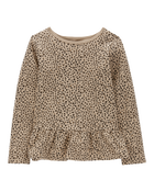 Kid Leopard Print Peplum Top, image 1 of 3 slides