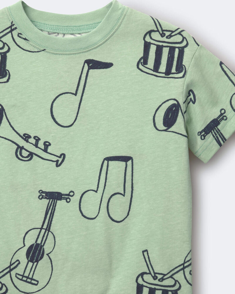Tout-petit - T-shirt d&eacute;contract&eacute; &agrave; imprim&eacute; de th&egrave;me musical - Vert, image 6 sur 6 diapositives