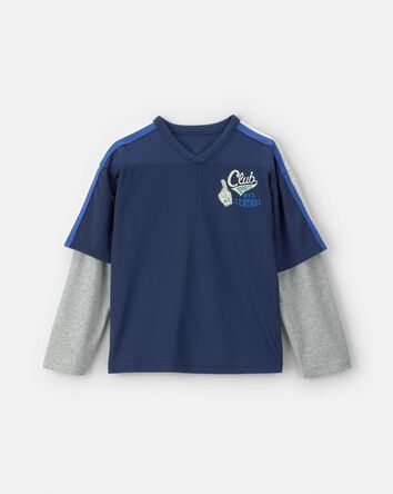 Gar&ccedil;ons - Haut manches longues en maille aux couleurs contrast&eacute;es &laquo;Club Champs&raquo; - Bleu marine/Gris, 