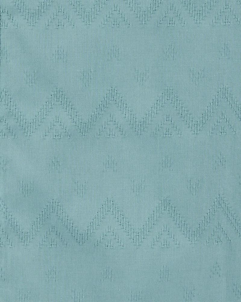 Kid Chambray Allover Print Button-Front Shirt-Teal, image 3 of 4 slides