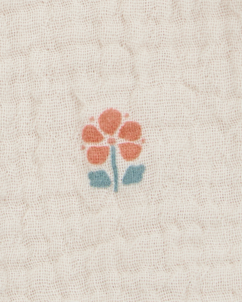 Bébé Barboteuse sans manches smockée imprimée fleurs, image 2 sur 4 diapositives