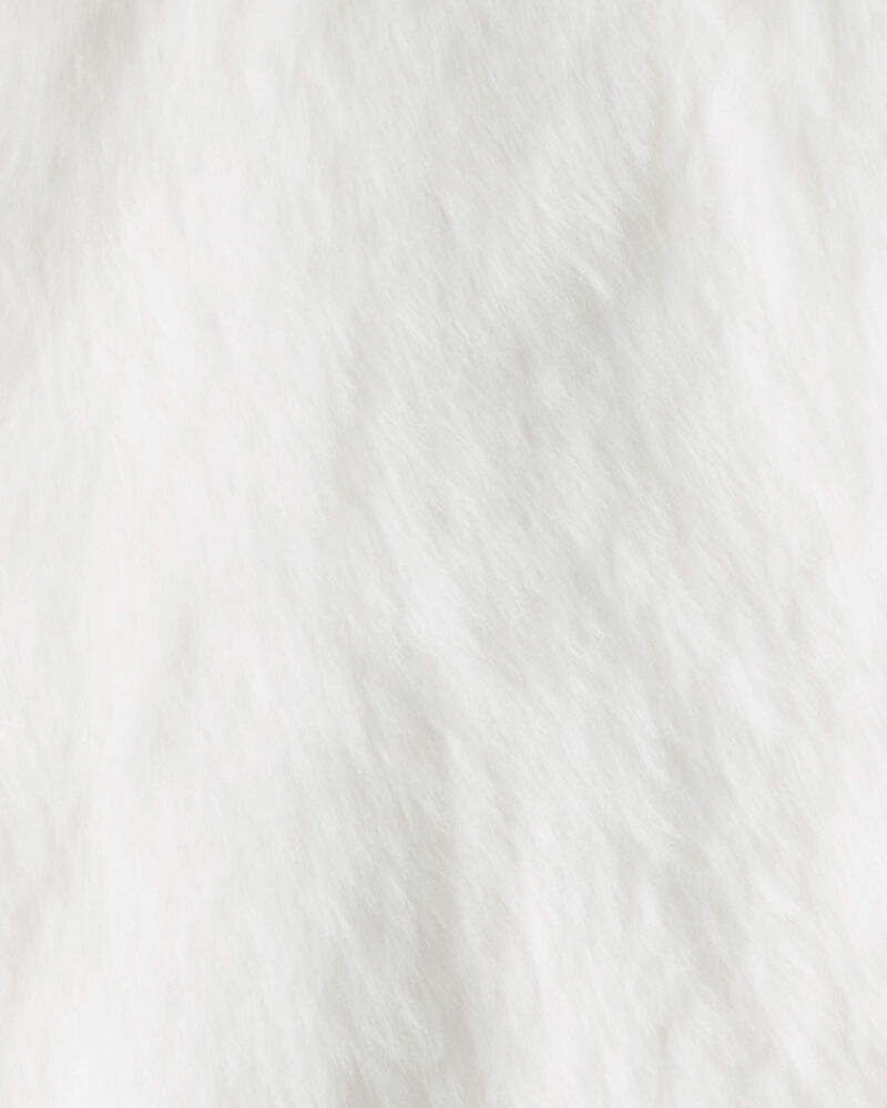 Girls Long-Sleeve Faux Fur Fashion Jacket - White, image 3 of 4 slides