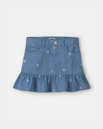 Girls Seashell Twill Ruffle Skirt - Medium Wash, 
