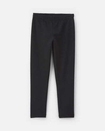 Girls Fleece Pull-On Stretch Leggings - Black, 