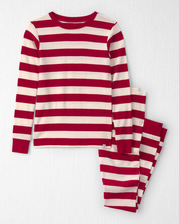 Kids 2-Piece Organic Cotton Ribbed Pyjamas in Stripes, 
