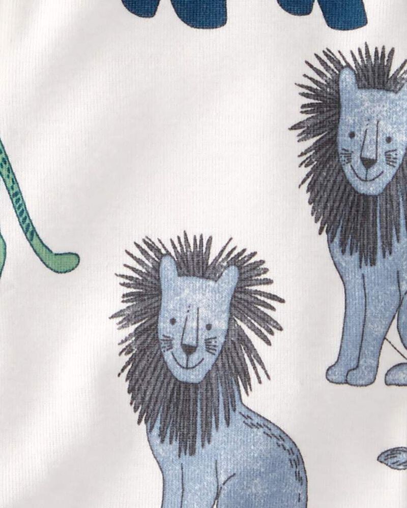 Baby Organic Cotton 1-Piece Pyjamas in Wildlife Print, image 3 of 4 slides