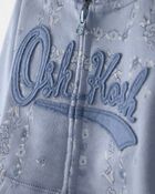 Baby Girl Floral OshKosh Logo Zip-Up Hoodie - Blue, image 2 of 4 slides