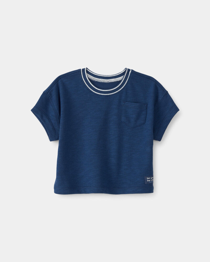 B&eacute;b&eacute; gar&ccedil;on - T-shirt en jersey bouclette avec poche &ndash; Bleu, image 1 sur 3 diapositives