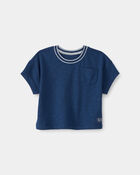 B&eacute;b&eacute; gar&ccedil;on - T-shirt en jersey bouclette avec poche &ndash; Bleu, image 1 sur 3 diapositives