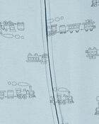 Baby Boy Train 2-Way Zip Sleeper Pyjamas, image 2 of 3 slides