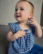 Baby Girl Gingham Twill Top - Blue, image 3 of 7 slides