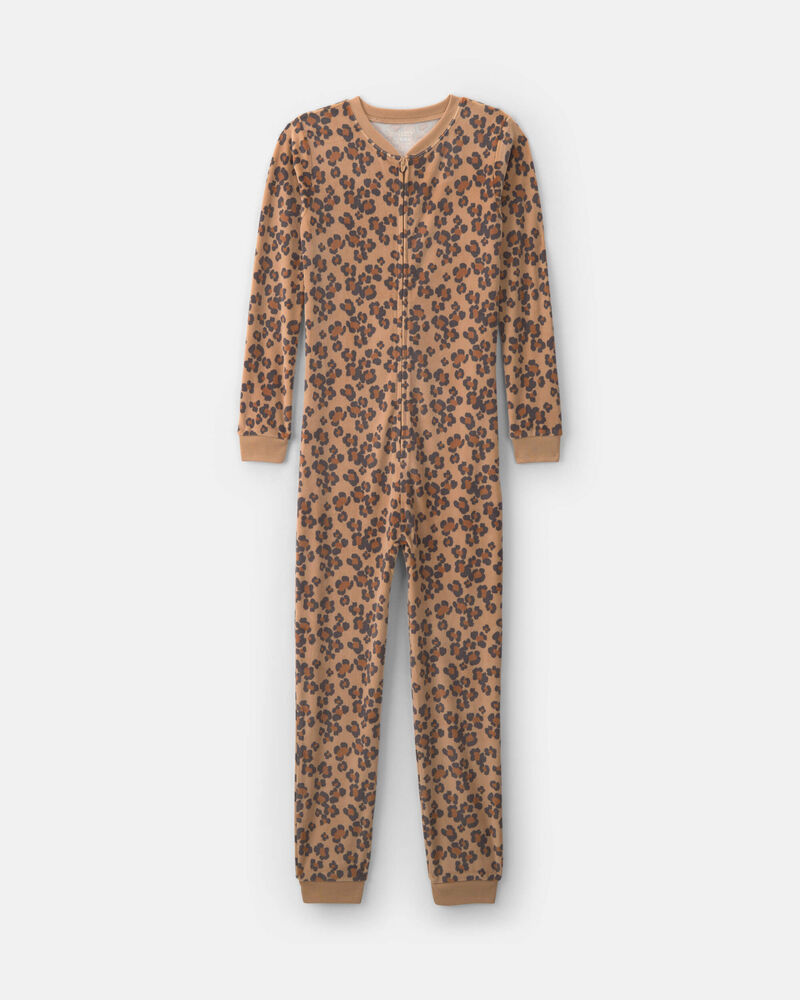 Girls 1-Piece Leopard DreamPlush Snug Fit Pyjama - Brown, image 1 of 4 slides