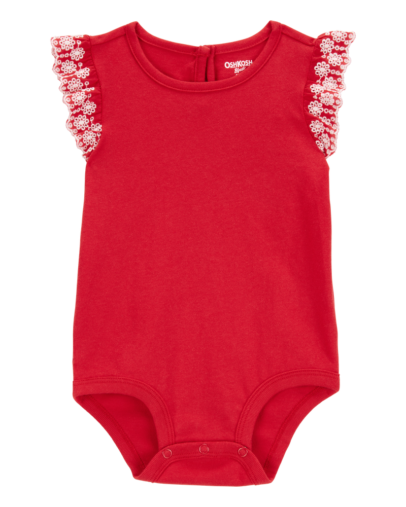 Baby Eyelet Ruffle Bodysuit, image 1 of 3 slides
