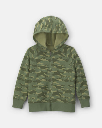 Gar&ccedil;ons - Chandail &agrave; capuchon et fermeture &agrave; glissi&egrave;re &agrave; motif camouflage &ndash; Vert, 
