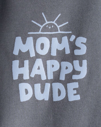 B&eacute;b&eacute; gar&ccedil;on - Cache-couche &agrave; manches courtes &agrave; imprim&eacute; &laquo;Mom&rsquo;s Happy Dude&raquo; - Gris, 