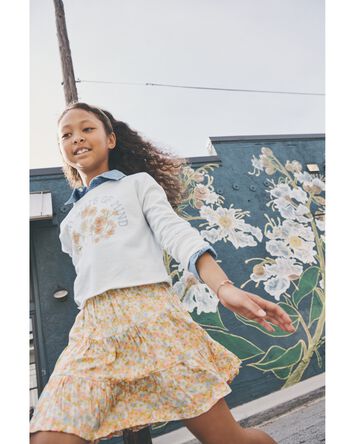 Floral Print Tiered LENZING™ ECOVERO™ Skirt, 