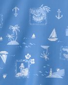 Girls 2-Piece Sailboat Long-Sleeve Rashguard Swimsuit Set - Blue, image 3 of 4 slides