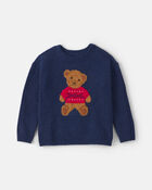 Toddler Boy Bear Sweater - Navy Blue, image 1 of 3 slides