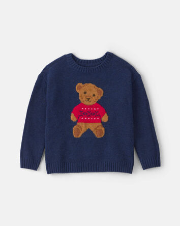 Toddler Boy Bear Sweater - Navy Blue, 