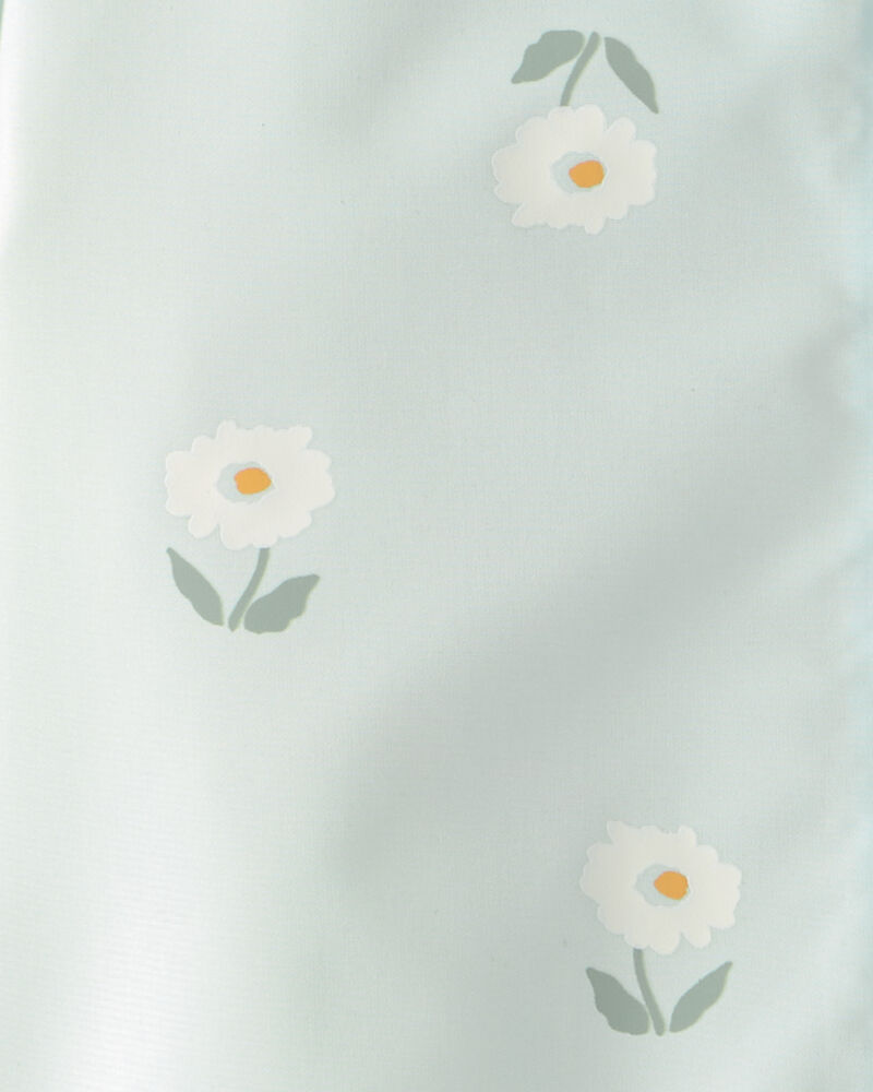Toddler Girl Flowers Rain Jacket- Blue, image 3 of 3 slides