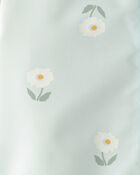 Toddler Girl Flowers Rain Jacket- Blue, image 3 of 3 slides