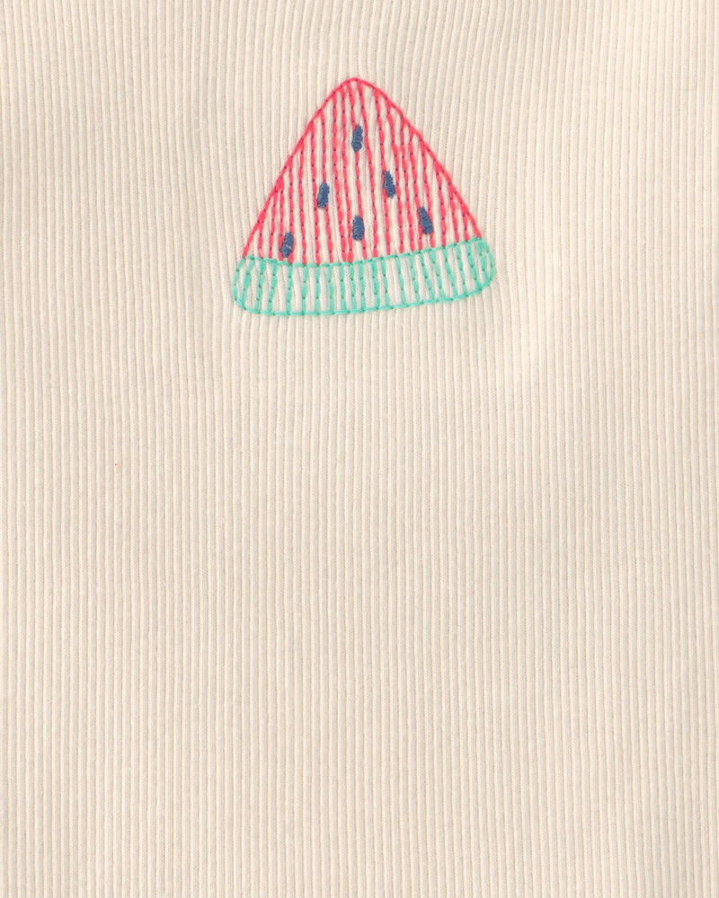 Toddler Girl Watermelon Ribbed Tank Top - Cream, image 2 of 3 slides