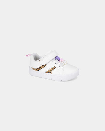 Baby Girl Every Step&reg; First Walker Leopard Charm Sneakers - White, 