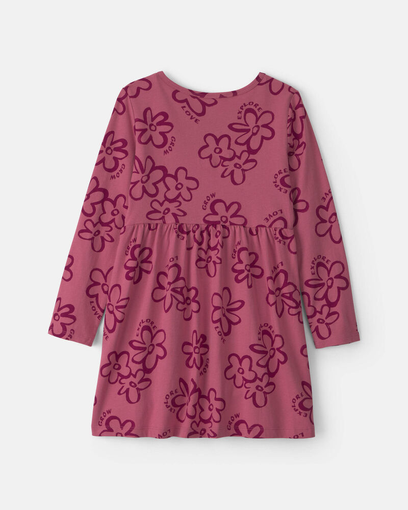 Filles - Robe manches longues &agrave; motif floral &ndash; Rose, image 2 sur 3 diapositives