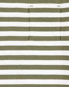Kid Striped Short-Sleeve Pocket Tee - Olive, image 2 of 3 slides