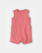 Baby Waffle-Knit Sleeveless Romper - Orange, image 1 of 3 slides