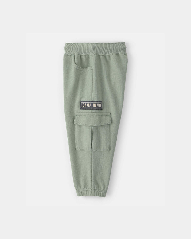 Baby Boy 'Camp Dino' French Terry Cargo Joggers - Green, image 3 of 5 slides