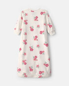 Baby Girl Floral Fleece Loose Fit Wearable Blanket - Cream, image 2 of 5 slides