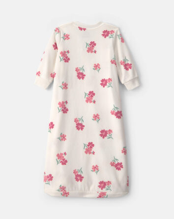 Baby Girl Floral Fleece Loose Fit Wearable Blanket - Cream, 