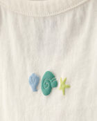 B&eacute;b&eacute; fille - Ensemble 3 pi&egrave;ces haut, cache-couche et short, coquillage - Vert/ivoire, image 3 sur 5 diapositives