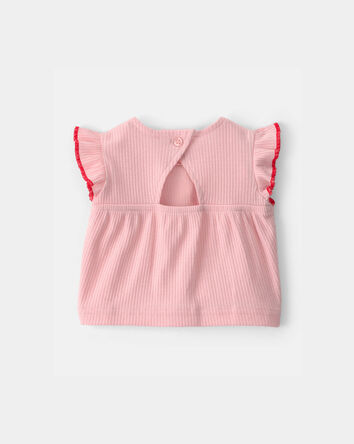 B&eacute;b&eacute; fille - Ensemble 3 pi&egrave;ces short chambray, haut et bandeau - Rose, 