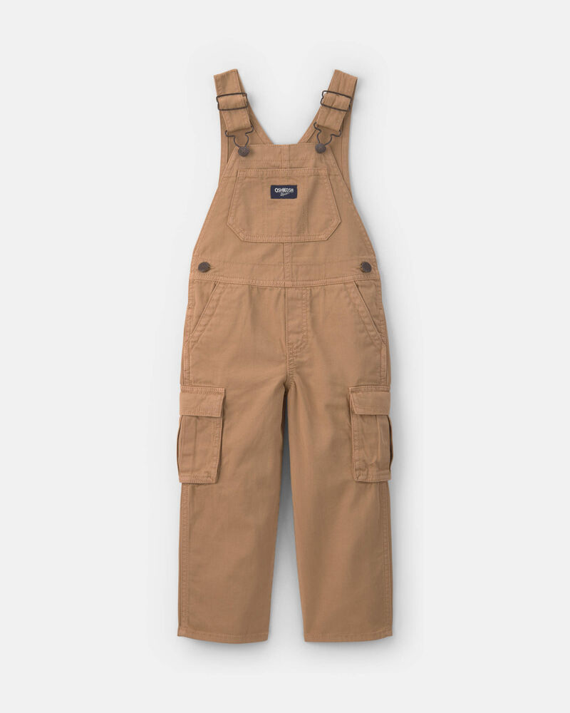 Toddler Boy Cargo Overalls - Khaki, image 1 of 4 slides