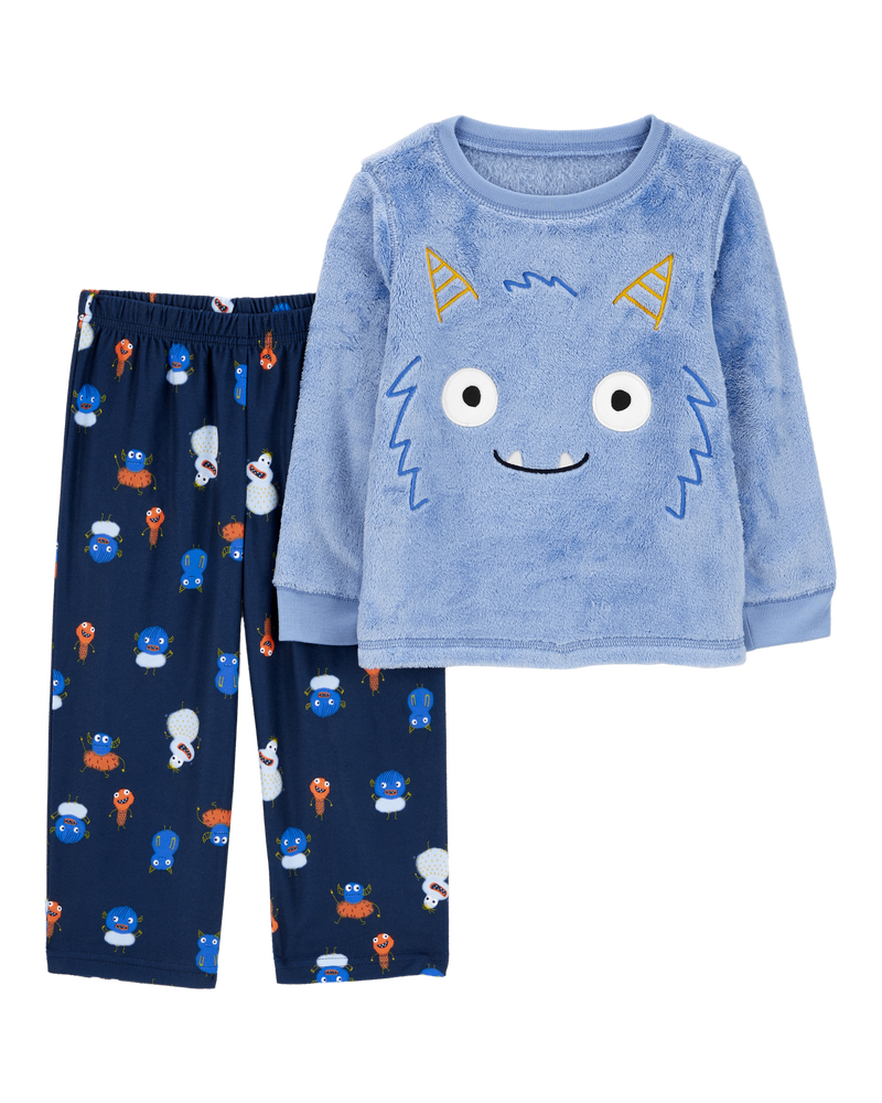 Toddler 2-Piece Fuzzy Velboa Monster Pyjamas, image 1 of 3 slides